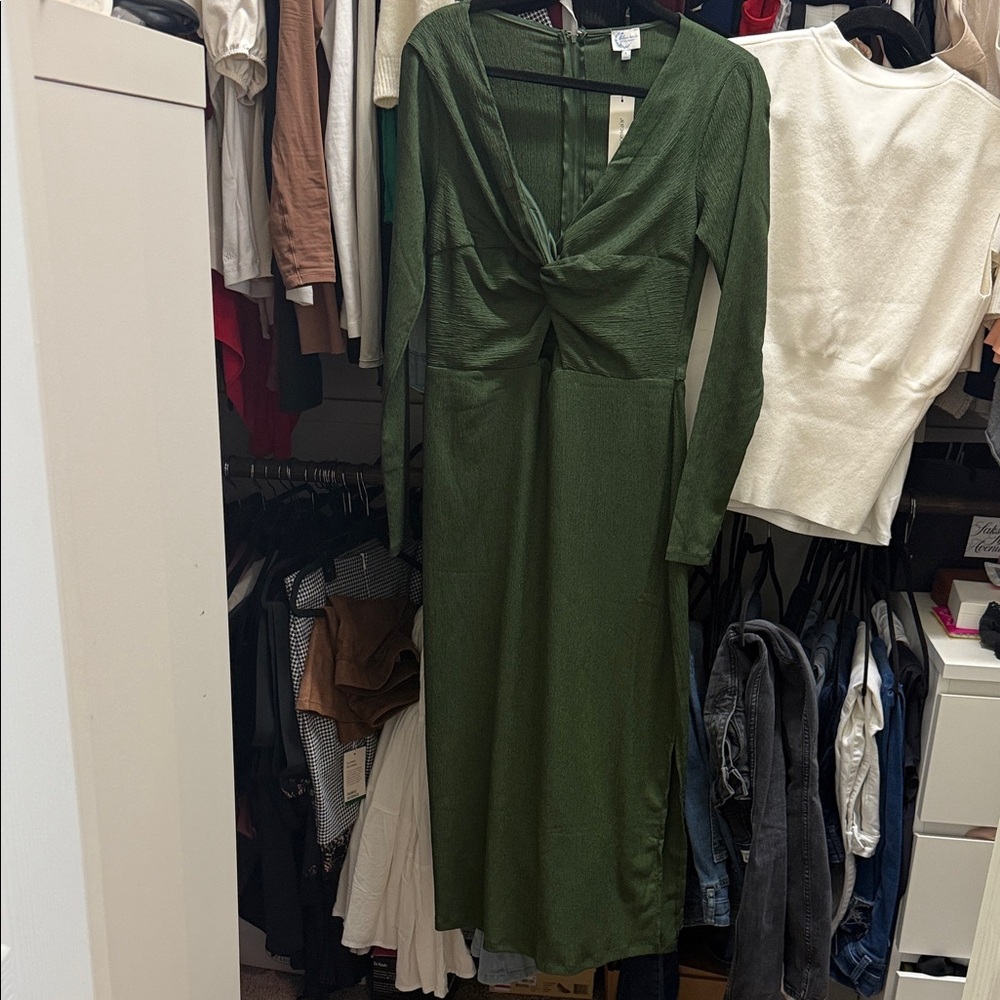Francesca's Collections Forest Green Long Sleeve Dress